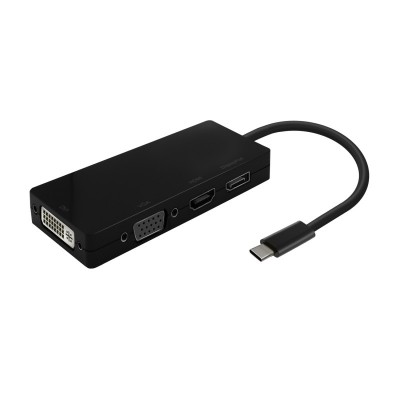 AISENS Conversor USB-C A DPDVIHDMIVGA, USB-CM-DPH-DVIH-HDMIH-VgaH, Negro, 15cm