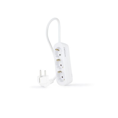 Nanocable Regleta de Enchufes con 3 Tomas, 1.4 m, Blanco