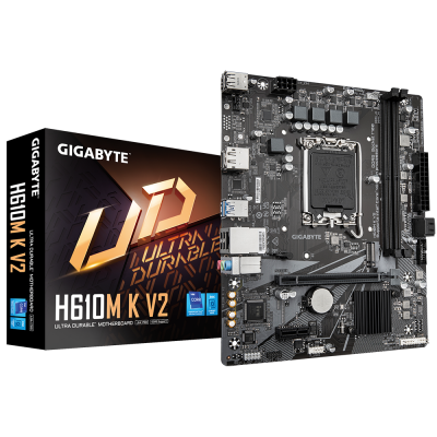 GIGABYTE H610M K V2 Placa base - Procesadores Intel Core 14ª generación, hasta 5600 MHz DDR5, 1xPCIe 3.0 M.2, LAN 1GbE, USB 3.2