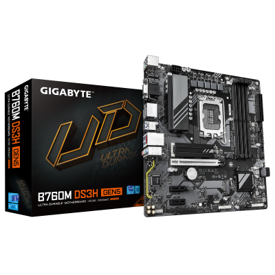 GIGABYTE B760M DS3H GEN5 Placa Base – Compatible con CPUs Intel Core 14ª generación, VRM digital de 6+2+1 fases, hasta 5600 MHz