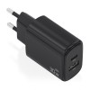 AISENS Cargador GaN 30W, 1xUSB-C PD3.0 QC4.0, 1xUSB-A QC3.0, Negro