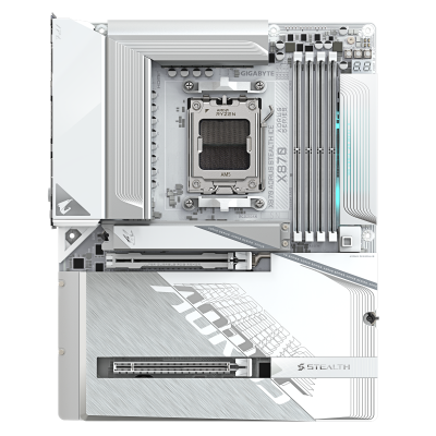 GIGABYTE X870 AORUS STEALTH ICE Placa Base – Compatible con procesadores AMD Ryzen 9000, VRM digital de 16+2+2 fases, hasta 820