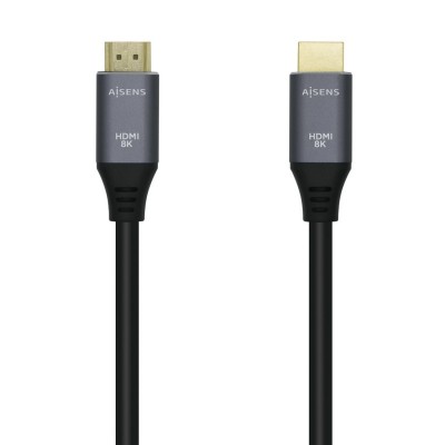 AISENS Cable HDMI V2.1 Ultra Alta Velocidad  HEC 8k@60Hz 48Gbps, AM-AM, GrisNegro, 2.0m