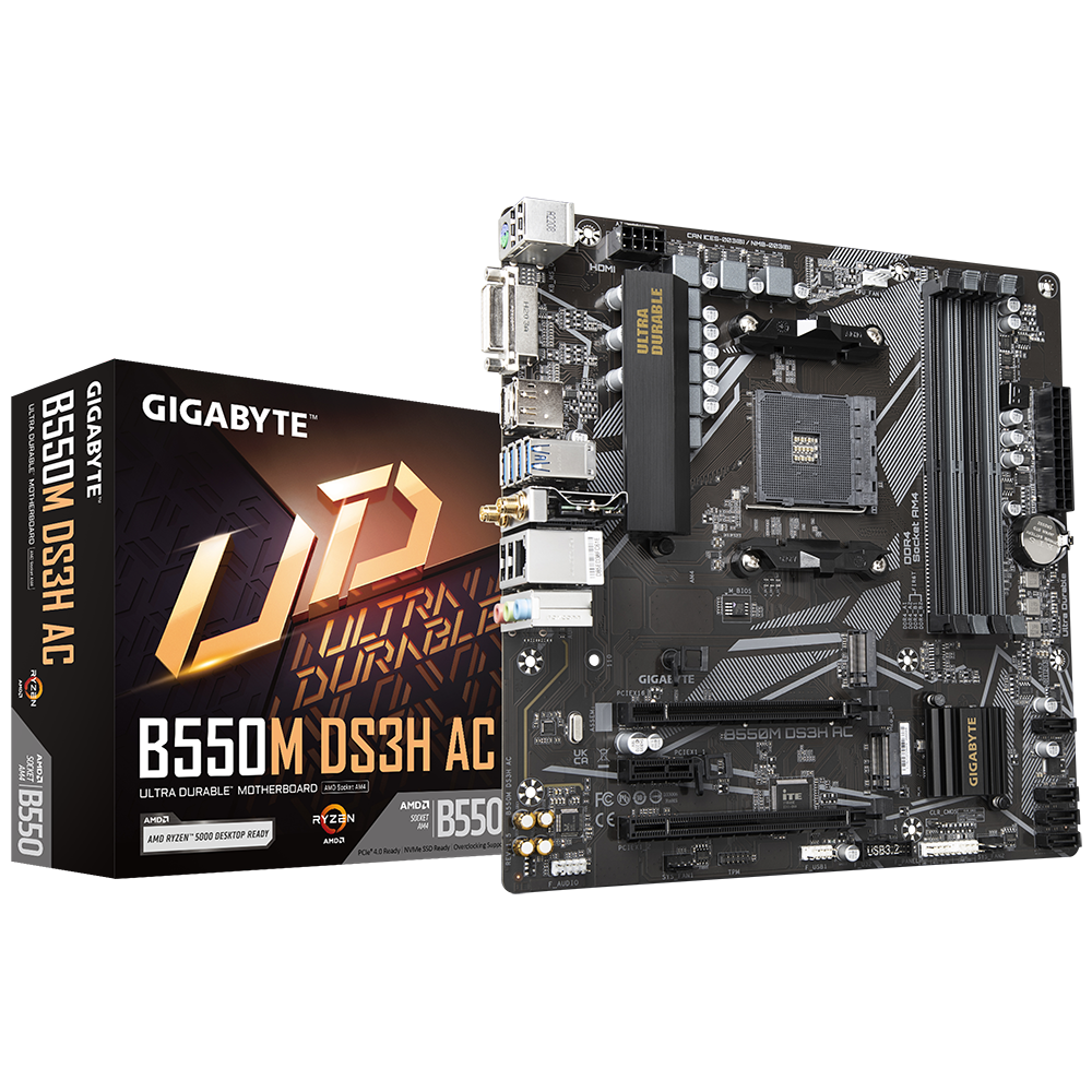 GIGABYTE B550M DS3H AC placa base AMD B550 Zócalo AM4 micro ATX